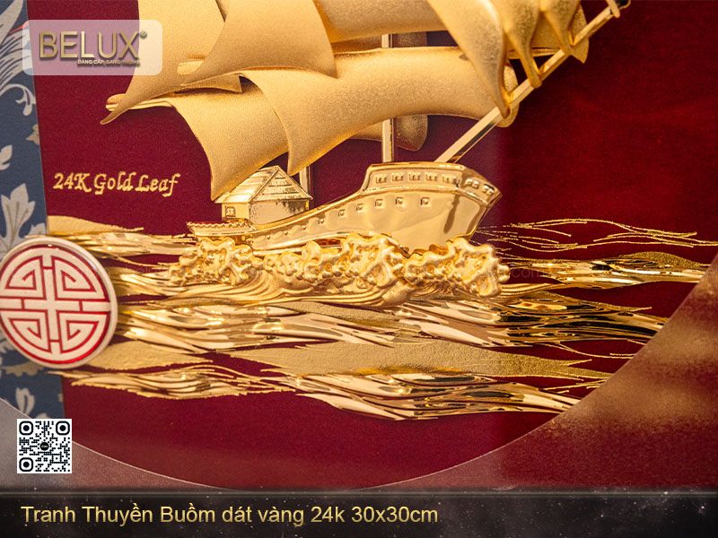 Tranh Thuyền Buồm Mạ Vàng Khổ Vuông 30×30